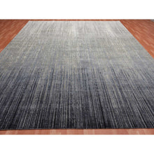 Load image into Gallery viewer, 12&#39;2&quot;x15&#39; Gray and Black, Modern Ombre Design Densely Woven, Pure Wool Hand Knotted, Oversized Oriental Rug FWR450912