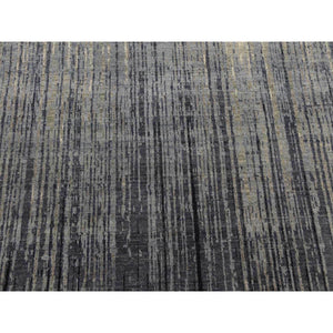 12'2"x15' Gray and Black, Modern Ombre Design Densely Woven, Pure Wool Hand Knotted, Oversized Oriental Rug FWR450912