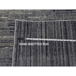 12'2"x15' Gray and Black, Modern Ombre Design Densely Woven, Pure Wool Hand Knotted, Oversized Oriental Rug FWR450912