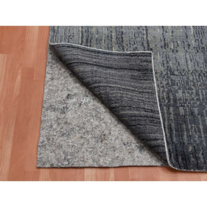 6'1"x12'1" Gray and Black, Pure Wool Hand Knotted, Modern Ombre Design Densely Woven, Wide Runner Oriental Rug FWR450924