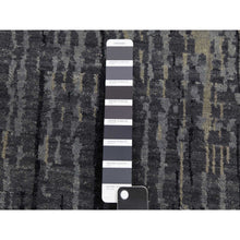 Load image into Gallery viewer, 6&#39;1&quot;x12&#39;1&quot; Gray and Black, Pure Wool Hand Knotted, Modern Ombre Design Densely Woven, Wide Runner Oriental Rug FWR450924