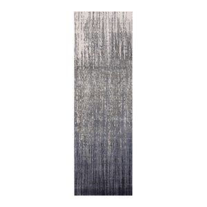 2'6"x8' Gray and Black, Pure Wool Hand Knotted, Modern Ombre Design Densely Woven, Runner Oriental Rug FWR450948
