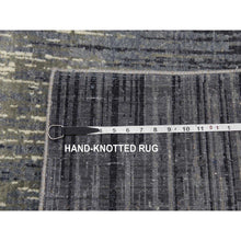 Load image into Gallery viewer, 2&#39;6&quot;x8&#39; Gray and Black, Pure Wool Hand Knotted, Modern Ombre Design Densely Woven, Runner Oriental Rug FWR450948