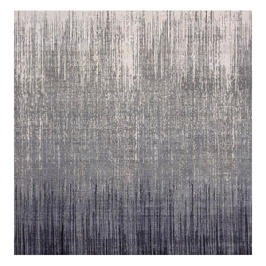10'5"x10'5" Gray and Black, Pure Wool Hand Knotted, Modern Ombre Design Densely Woven, Square Oriental Rug FWR450954