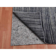 Load image into Gallery viewer, 10&#39;5&quot;x10&#39;5&quot; Gray and Black, Pure Wool Hand Knotted, Modern Ombre Design Densely Woven, Square Oriental Rug FWR450954