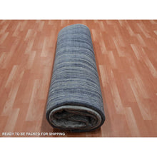 Load image into Gallery viewer, 10&#39;5&quot;x10&#39;5&quot; Gray and Black, Pure Wool Hand Knotted, Modern Ombre Design Densely Woven, Square Oriental Rug FWR450954