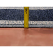 Load image into Gallery viewer, 12&#39;2&quot;x15&#39;3&quot; Shades of Blue, Leaf All Over Pattern with A Distinct Contrasting Border Colors, Tone on Tone, Pure Wool Hand Knotted, Oversized Oriental Rug FWR451014