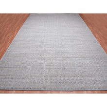 Load image into Gallery viewer, 14&#39;x20&#39;4&quot; Silver Gray, Pure Silk and Textured Wool Hand Knotted, Modern Tone on Tone Repetitive Design, Oversized Oriental Rug FWR451038