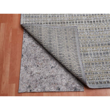 Load image into Gallery viewer, 14&#39;x20&#39;4&quot; Silver Gray, Pure Silk and Textured Wool Hand Knotted, Modern Tone on Tone Repetitive Design, Oversized Oriental Rug FWR451038