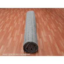 Load image into Gallery viewer, 14&#39;x20&#39;4&quot; Silver Gray, Pure Silk and Textured Wool Hand Knotted, Modern Tone on Tone Repetitive Design, Oversized Oriental Rug FWR451038