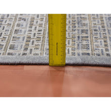 Load image into Gallery viewer, 14&#39;x20&#39;4&quot; Silver Gray, Pure Silk and Textured Wool Hand Knotted, Modern Tone on Tone Repetitive Design, Oversized Oriental Rug FWR451038