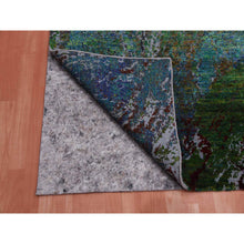 Load image into Gallery viewer, 8&#39;x9&#39;10&quot; Aqua Marine Oceanic Design, Hand Knotted Sari Silk &amp; Textured Wool, Oriental Rug FWR451062