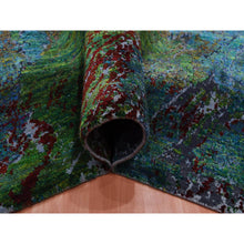 Load image into Gallery viewer, 8&#39;x9&#39;10&quot; Aqua Marine Oceanic Design, Hand Knotted Sari Silk &amp; Textured Wool, Oriental Rug FWR451062