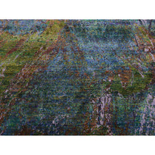 Load image into Gallery viewer, 8&#39;x9&#39;10&quot; Aqua Marine Oceanic Design, Hand Knotted Sari Silk &amp; Textured Wool, Oriental Rug FWR451062