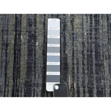 Load image into Gallery viewer, 2&#39;6&quot;x10&#39;2&quot; Gray and Black, Pure Wool Hand Knotted, Modern Ombre Design Densely Woven, Runner Oriental Rug FWR451098