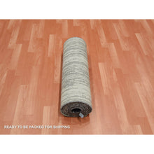 Load image into Gallery viewer, 2&#39;6&quot;x10&#39;2&quot; Gray and Black, Pure Wool Hand Knotted, Modern Ombre Design Densely Woven, Runner Oriental Rug FWR451098