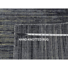 Load image into Gallery viewer, 2&#39;6&quot;x10&#39;2&quot; Gray and Black, Pure Wool Hand Knotted, Modern Ombre Design Densely Woven, Runner Oriental Rug FWR451098