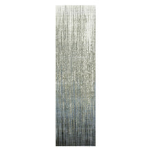 Load image into Gallery viewer, 2&#39;6&quot;x10&#39;2&quot; Gray and Black, Pure Wool Hand Knotted, Modern Ombre Design Densely Woven, Runner Oriental Rug FWR451104