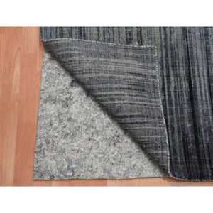 2'6"x10'2" Gray and Black, Pure Wool Hand Knotted, Modern Ombre Design Densely Woven, Runner Oriental Rug FWR451104