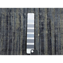 Load image into Gallery viewer, 2&#39;6&quot;x10&#39;2&quot; Gray and Black, Pure Wool Hand Knotted, Modern Ombre Design Densely Woven, Runner Oriental Rug FWR451104