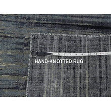 Load image into Gallery viewer, 2&#39;6&quot;x10&#39;2&quot; Gray and Black, Pure Wool Hand Knotted, Modern Ombre Design Densely Woven, Runner Oriental Rug FWR451104