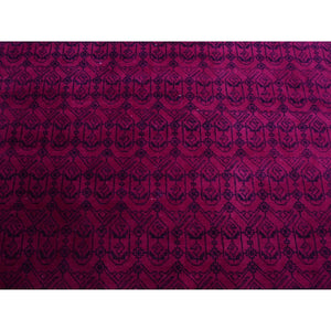8'x9'7" Overdyed Pink, 100% Cotton Hand Knotted Agra with Small Repetitive Mughal Design, Oriental Rug FWR451272