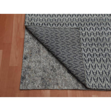 Load image into Gallery viewer, 8&#39;x10&#39; Charcoal Black, Pure Raised Silk Hand Knotted, Repetitive Pattern with Oxidized Textured Wool, Oriental Rug FWR451332