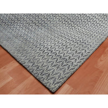 Load image into Gallery viewer, 8&#39;x10&#39; Charcoal Black, Pure Raised Silk Hand Knotted, Repetitive Pattern with Oxidized Textured Wool, Oriental Rug FWR451332