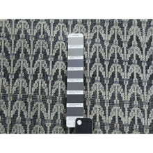 Load image into Gallery viewer, 8&#39;x10&#39; Charcoal Black, Pure Raised Silk Hand Knotted, Repetitive Pattern with Oxidized Textured Wool, Oriental Rug FWR451332
