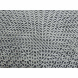 8'x10' Charcoal Black, Pure Raised Silk Hand Knotted, Repetitive Pattern with Oxidized Textured Wool, Oriental Rug FWR451332