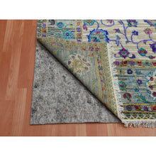Load image into Gallery viewer, 8&#39;8&quot;x12&#39; Blueish Gray, Medallion Design, Sari Silk with Textured Wool Hand Knotted, Oriental Rug FWR451398