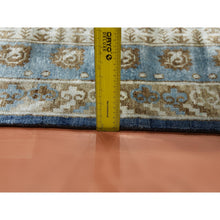 Load image into Gallery viewer, 8&#39;9&quot;x12&#39; Yale Blue, Hand Knotted 100% Pure Real Silk, Khotan Repetitive Flower and Branch Design with Multiple Borders, Oriental Rug FWR451452