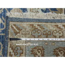 Load image into Gallery viewer, 8&#39;9&quot;x12&#39; Yale Blue, Hand Knotted 100% Pure Real Silk, Khotan Repetitive Flower and Branch Design with Multiple Borders, Oriental Rug FWR451452