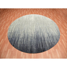 Load image into Gallery viewer, 10&#39;x10&#39; Gray and Black, Modern Ombre Design Densely Woven, Organic Wool Hand Knotted, Round Oriental Rug FWR451506