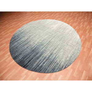 10'x10' Gray and Black, Modern Ombre Design Densely Woven, Organic Wool Hand Knotted, Round Oriental Rug FWR451506