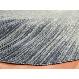 10'x10' Gray and Black, Modern Ombre Design Densely Woven, Organic Wool Hand Knotted, Round Oriental Rug FWR451506