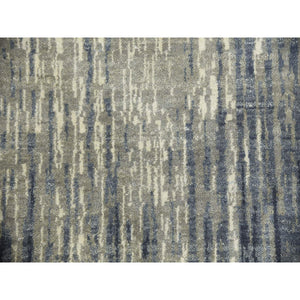 10'x10' Gray and Black, Modern Ombre Design Densely Woven, Organic Wool Hand Knotted, Round Oriental Rug FWR451506
