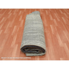 Load image into Gallery viewer, 10&#39;x10&#39; Gray and Black, Modern Ombre Design Densely Woven, Organic Wool Hand Knotted, Round Oriental Rug FWR451506