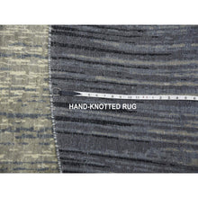 Load image into Gallery viewer, 10&#39;x10&#39; Gray and Black, Modern Ombre Design Densely Woven, Organic Wool Hand Knotted, Round Oriental Rug FWR451506