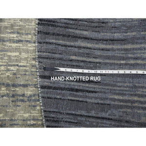 10'x10' Gray and Black, Modern Ombre Design Densely Woven, Organic Wool Hand Knotted, Round Oriental Rug FWR451506