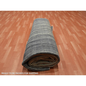 10'1"x14'2" Gray and Black, Densely Woven Pure Wool, Hand Knotted Modern Ombre Design, Oriental Rug FWR451512