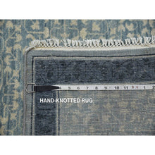 Load image into Gallery viewer, 3&#39;1&quot;x5&#39;1&quot; Shades of Blue, Leaf All Over Pattern with A Distinct Contrasting Border Colors, Tone on Tone, Organic Wool, Hand Knotted, Oriental Rug FWR451548