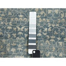 Load image into Gallery viewer, 3&#39;1&quot;x5&#39;2&quot; Shades of Blue, Leaf All Over Pattern with A Distinct Contrasting Border Colors, Hand Knotted, Natural Wool Tone on Tone, Oriental Rug FWR451554
