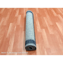 Load image into Gallery viewer, 3&#39;1&quot;x5&#39;2&quot; Shades of Blue, Leaf All Over Pattern with A Distinct Contrasting Border Colors, Hand Knotted, Natural Wool Tone on Tone, Oriental Rug FWR451554