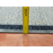 Load image into Gallery viewer, 3&#39;1&quot;x5&#39;2&quot; Shades of Blue, Leaf All Over Pattern with A Distinct Contrasting Border Colors, Hand Knotted, Natural Wool Tone on Tone, Oriental Rug FWR451554