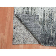 Load image into Gallery viewer, 3&#39;x5&#39;3&quot; Charcoal Gray, Modern Vertical Ombre Design, Pure Silk with Textured Wool Hand Knotted, Oriental Rug FWR451566
