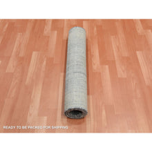 Load image into Gallery viewer, 3&#39;x5&#39;3&quot; Charcoal Gray, Modern Vertical Ombre Design, Pure Silk with Textured Wool Hand Knotted, Oriental Rug FWR451566