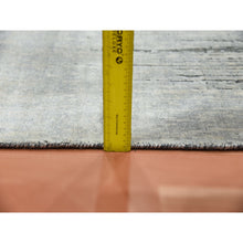 Load image into Gallery viewer, 3&#39;x5&#39;3&quot; Charcoal Gray, Modern Vertical Ombre Design, Pure Silk with Textured Wool Hand Knotted, Oriental Rug FWR451566