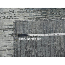 Load image into Gallery viewer, 3&#39;x5&#39;3&quot; Charcoal Gray, Modern Vertical Ombre Design, Pure Silk with Textured Wool Hand Knotted, Oriental Rug FWR451566