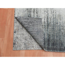 Load image into Gallery viewer, 3&#39;x5&#39;3&quot; Charcoal Gray, Hand Knotted Modern Vertical Ombre Design, Pure Silk with Textured Wool, Oriental Rug FWR451572